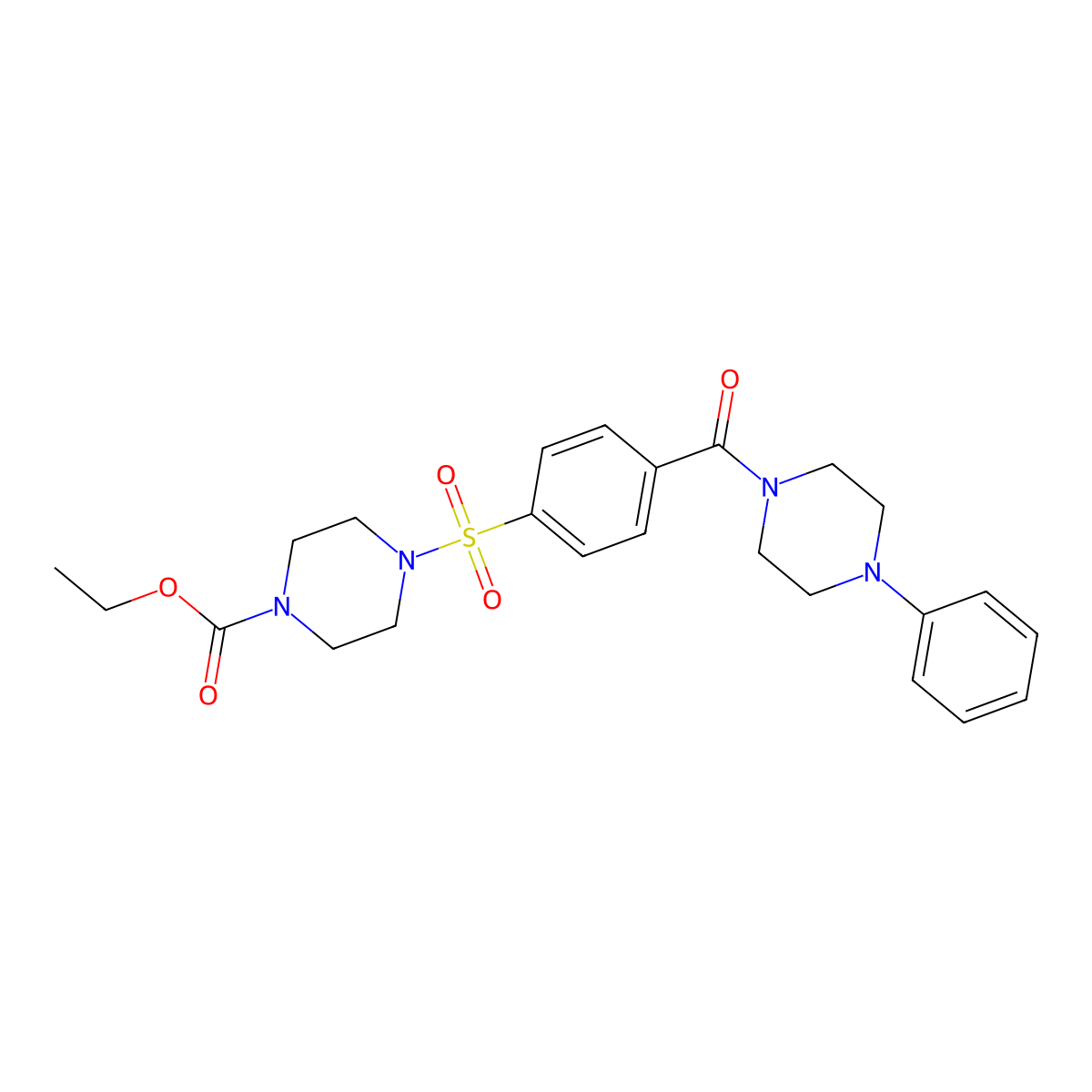 Ethyl 4-[4-(4-phenylpiperazine-1-carbonyl)benzenesulfonyl]piperazine-1-carboxylate molecular structure, CAS 399001-42-4