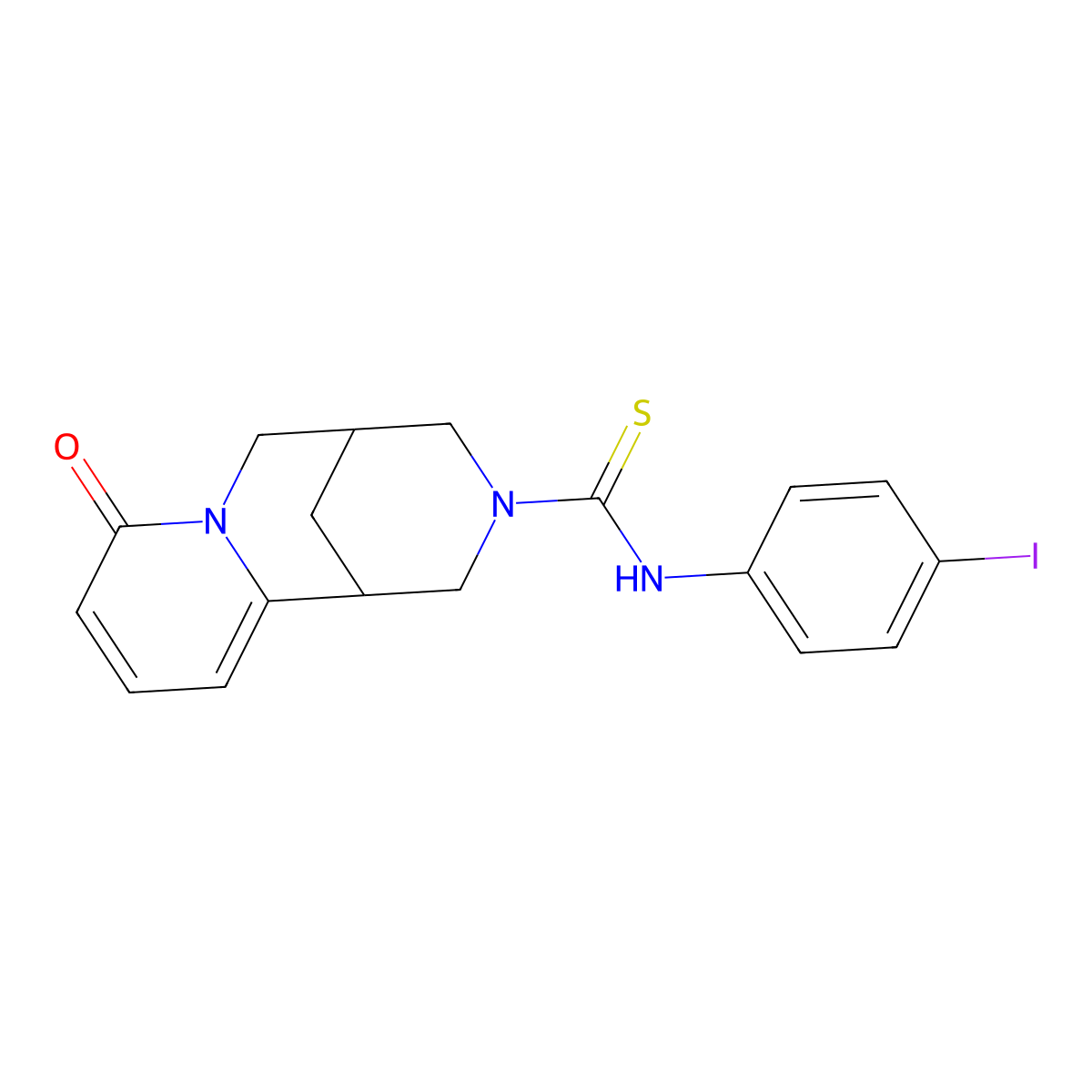 N-(4-iodophenyl)-8-oxo-4,5,6,8-tetrahydro-1H-1,5-methanopyrido[1,2-a][1,5]diazocine-3(2H)-carbothioamide molecular structure, CAS 399002-00-7