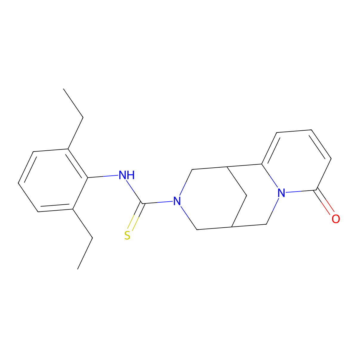 N-(2,6-diethylphenyl)-6-oxo-7,11-diazatricyclo[7.3.1.0^{2,7}]trideca-2,4-diene-11-carbothioamide molecular structure, CAS 399002-42-7