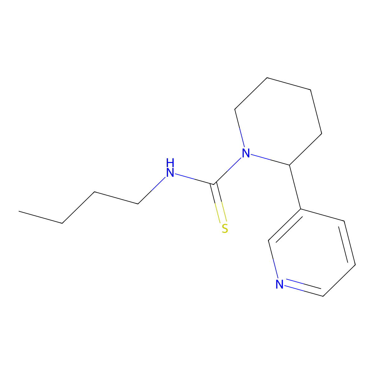 N-butyl-2-(pyridin-3-yl)piperidine-1-carbothioamide molecular structure, CAS 399002-66-5