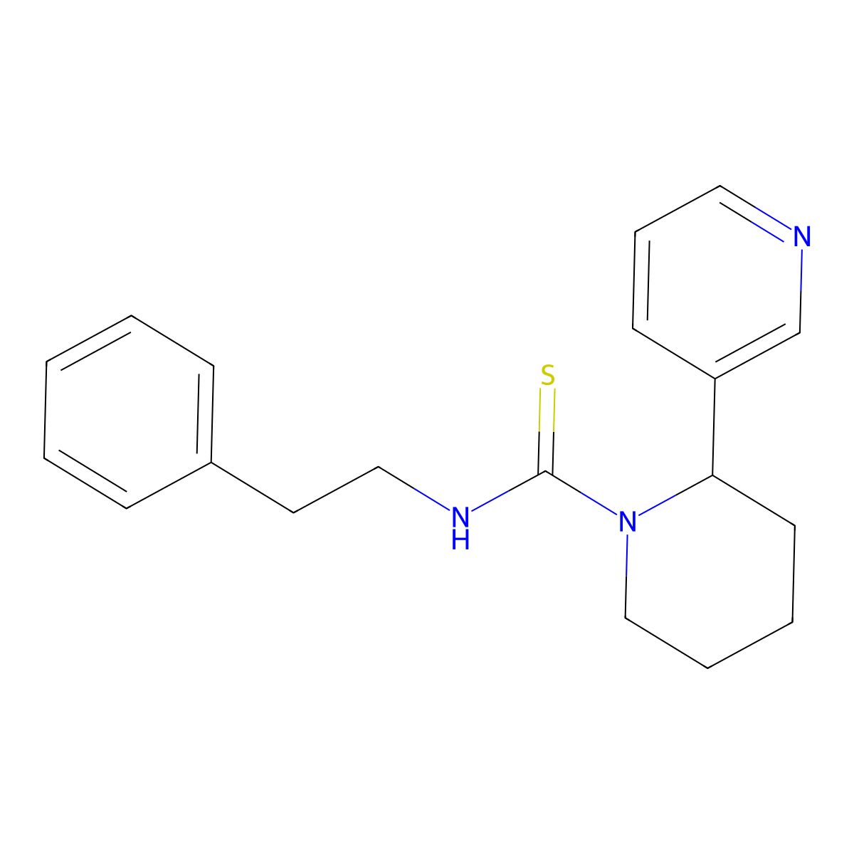 N-phenethyl-2-(pyridin-3-yl)piperidine-1-carbothioamide molecular structure, CAS 399002-74-5