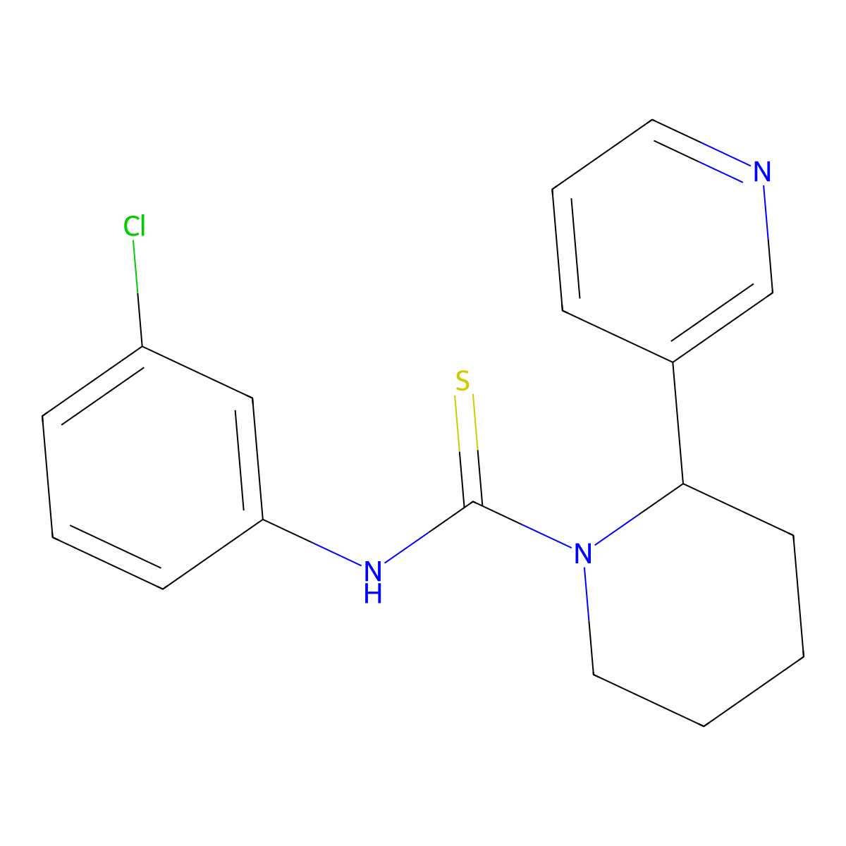 N-(3-chlorophenyl)-2-(pyridin-3-yl)piperidine-1-carbothioamide molecular structure, CAS 399002-86-9