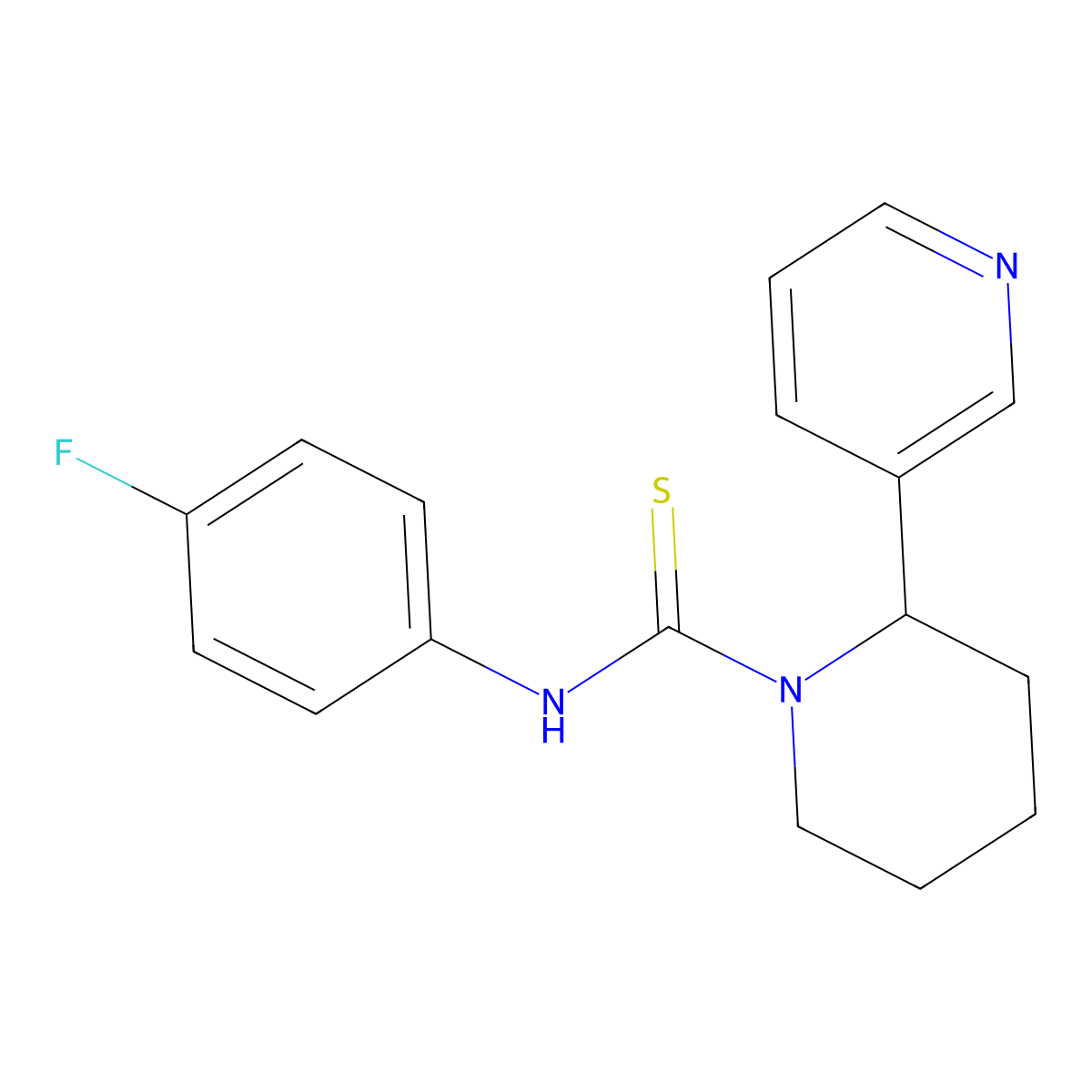 N-(4-fluorophenyl)-2-(pyridin-3-yl)piperidine-1-carbothioamide molecular structure, CAS 399002-95-0