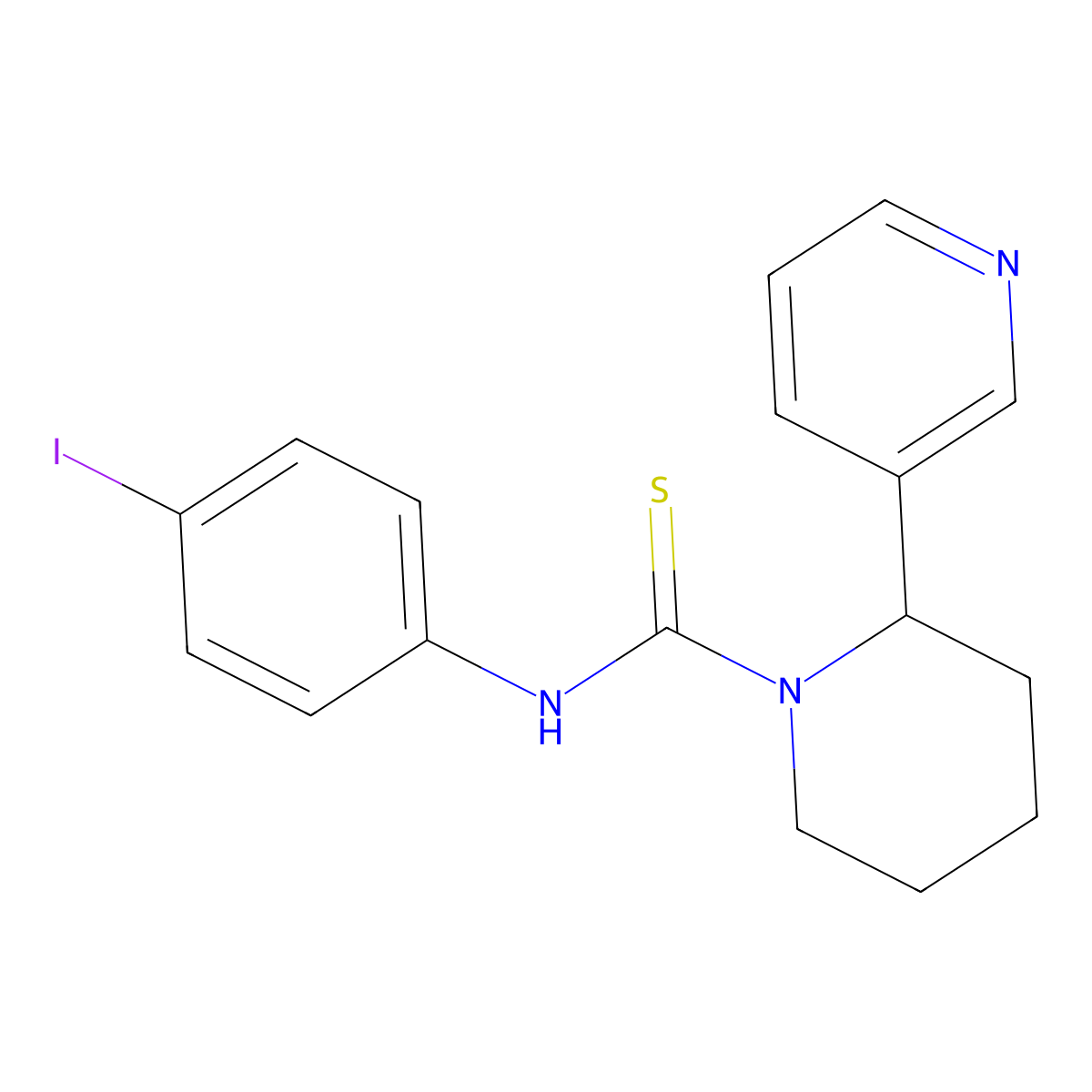 N-(4-iodophenyl)-2-(pyridin-3-yl)piperidine-1-carbothioamide molecular structure, CAS 399003-03-3