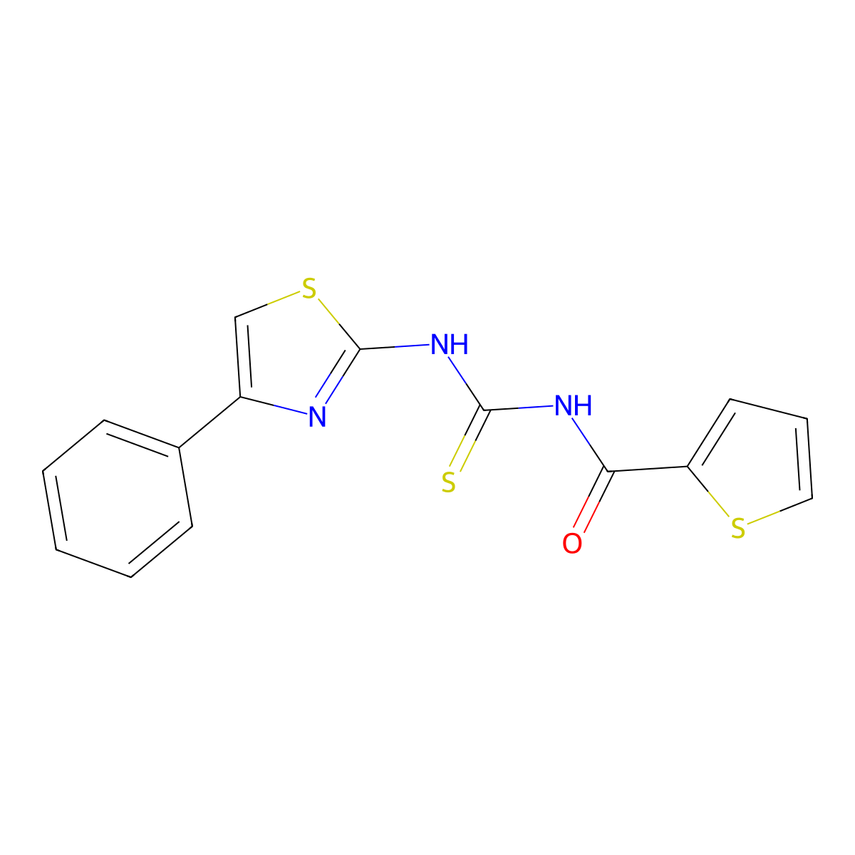 N-[(4-phenyl-1,3-thiazol-2-yl)carbamothioyl]thiophene-2-carboxamide molecular structure, CAS 399004-20-7