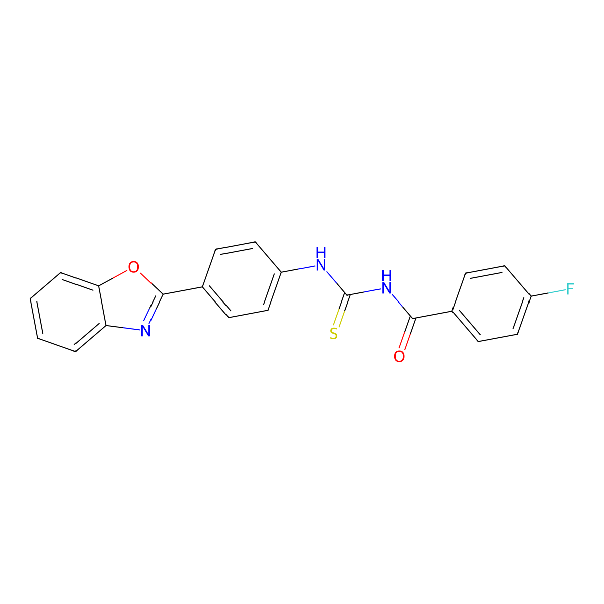 N-[[4-(1,3-benzoxazol-2-yl)phenyl]carbamothioyl]-4-fluorobenzamide molecular structure, CAS 399004-31-0