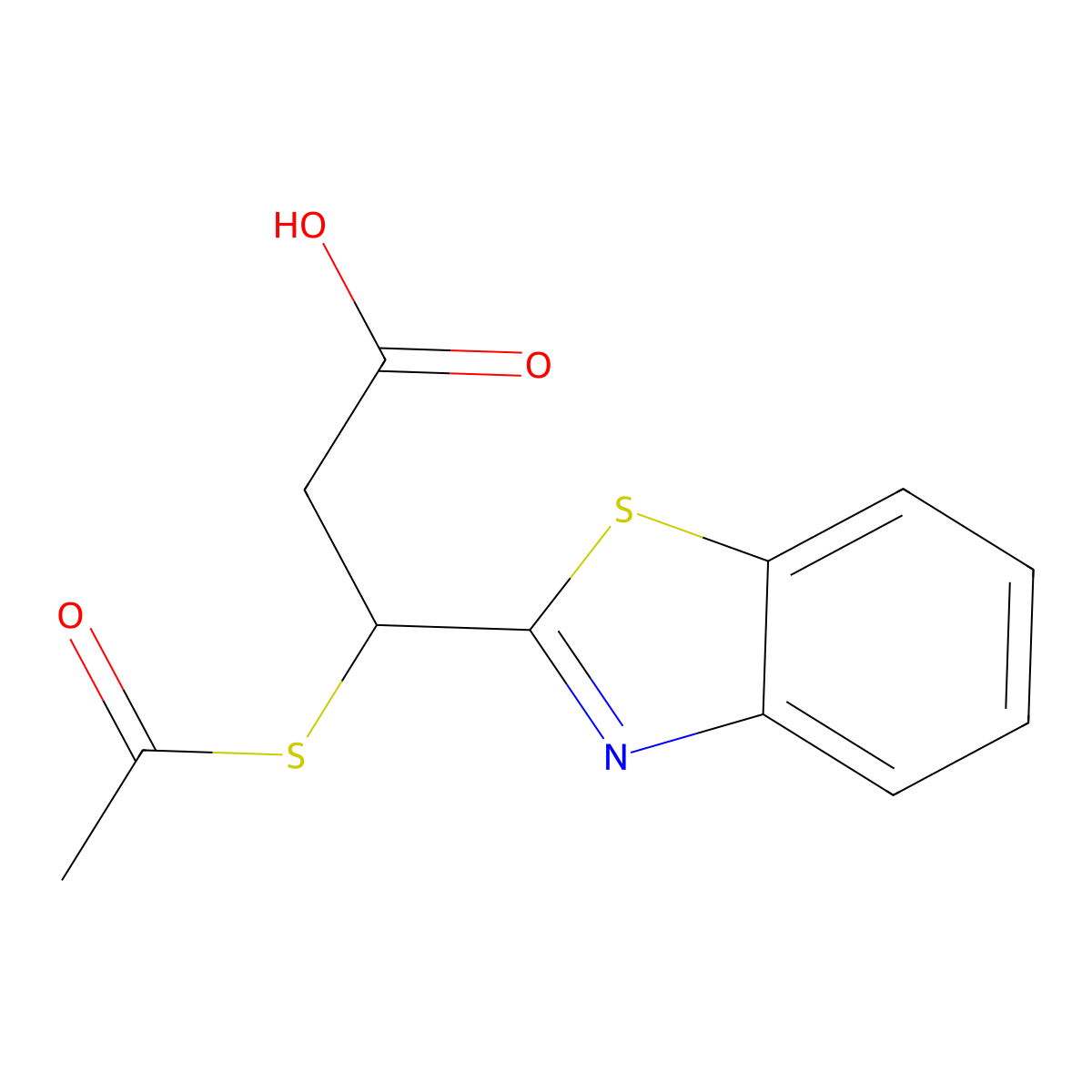 3-(Acetylsulfanyl)-3-(1,3-benzothiazol-2-yl)propanoic acid molecular structure, CAS 399005-04-0