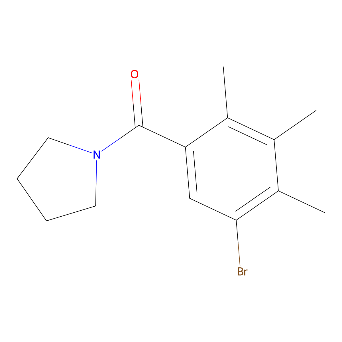 (5-Bromo-2,3,4-trimethylphenyl)(pyrrolidin-1-yl)methanone molecular structure, CAS 399006-00-9