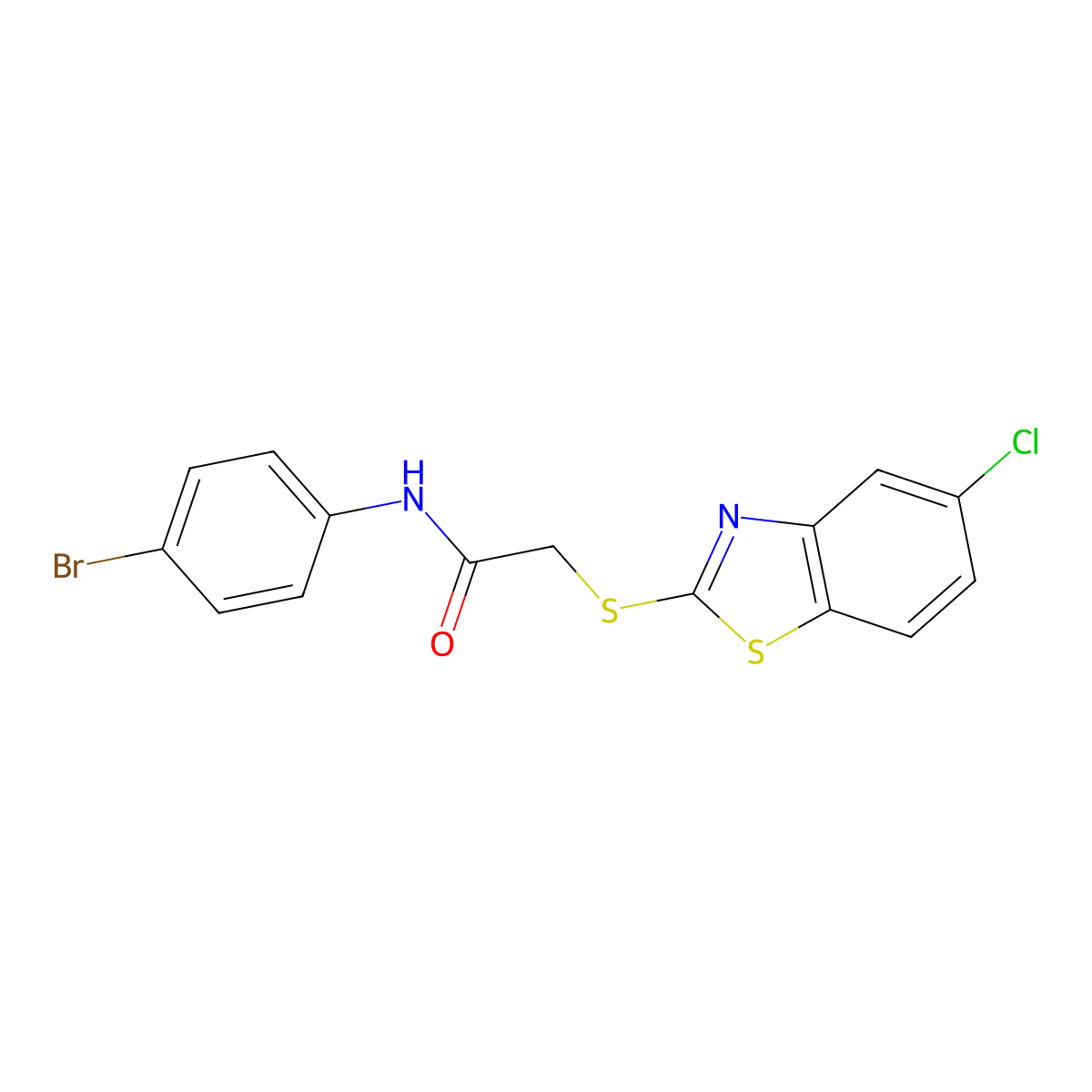 N-(4-bromophenyl)-2-[(5-chloro-1,3-benzothiazol-2-yl)sulfanyl]acetamide molecular structure, CAS 399008-50-5