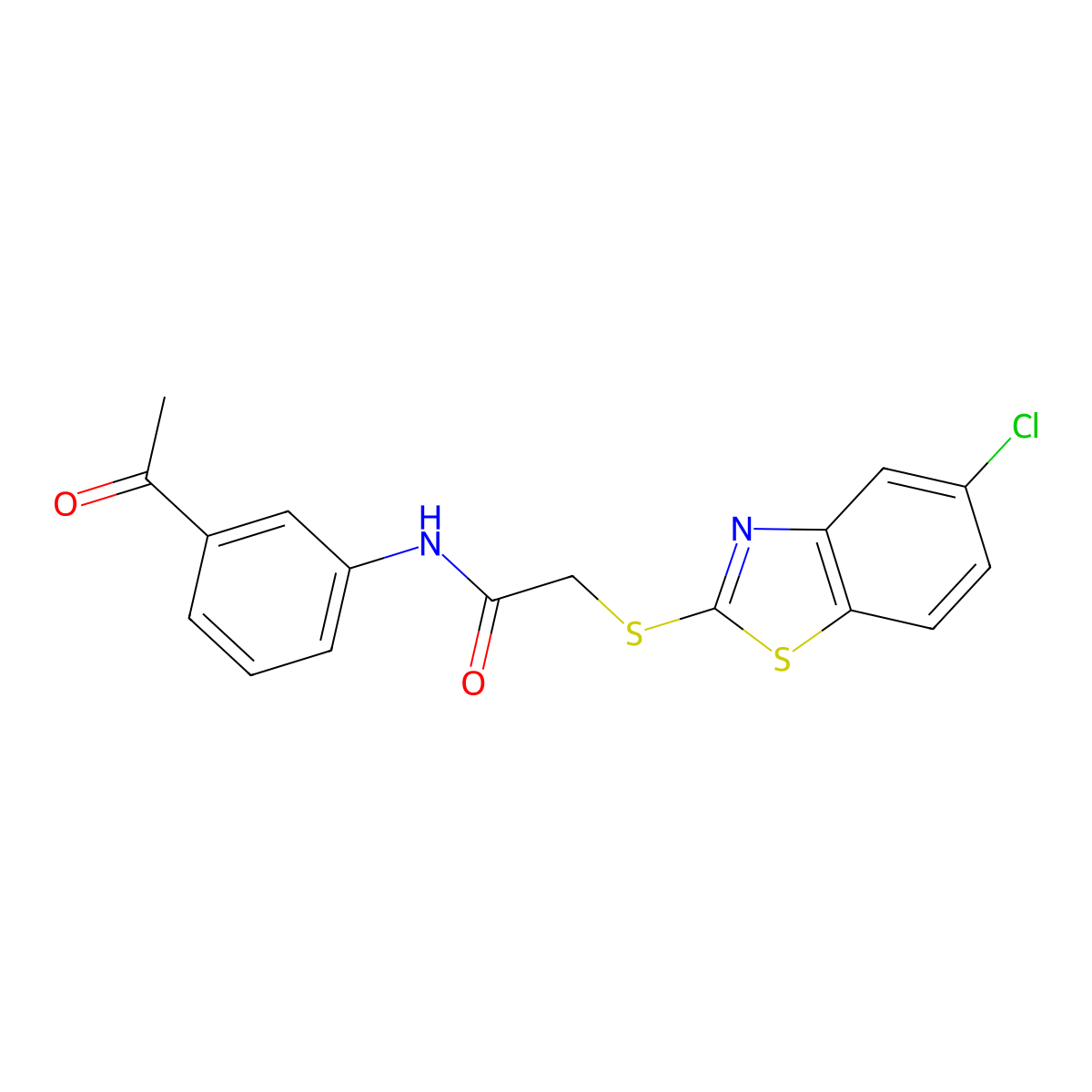 N-(3-acetylphenyl)-2-[(5-chloro-1,3-benzothiazol-2-yl)sulfanyl]acetamide molecular structure, CAS 399008-56-1