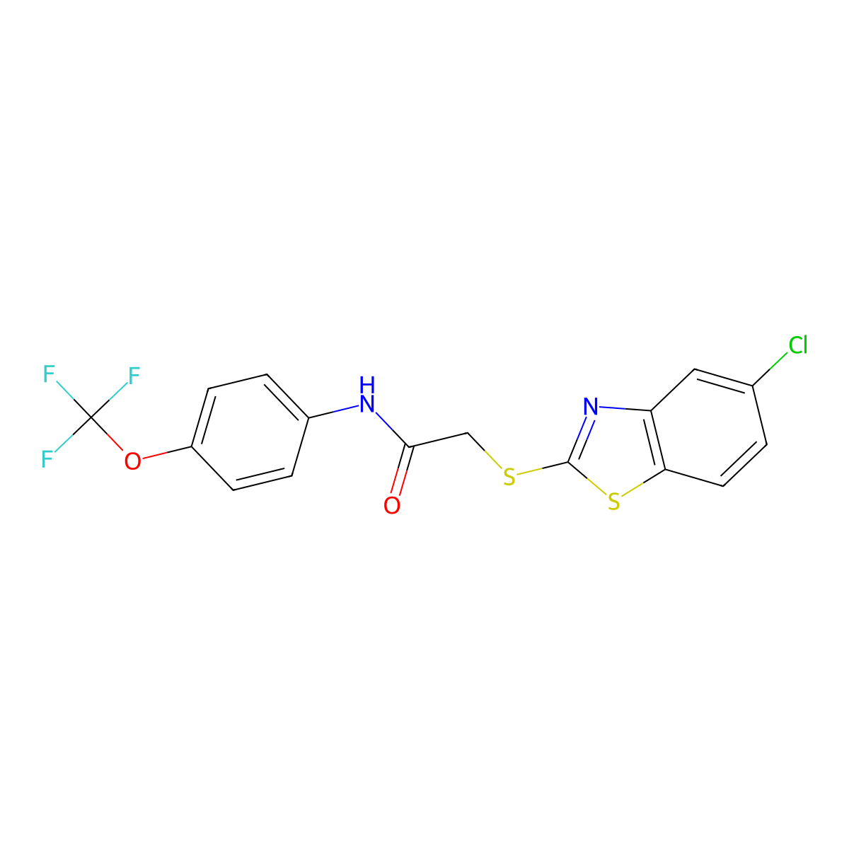 2-[(5-chloro-1,3-benzothiazol-2-yl)sulfanyl]-N-[4-(trifluoromethoxy)phenyl]acetamide molecular structure, CAS 399008-58-3