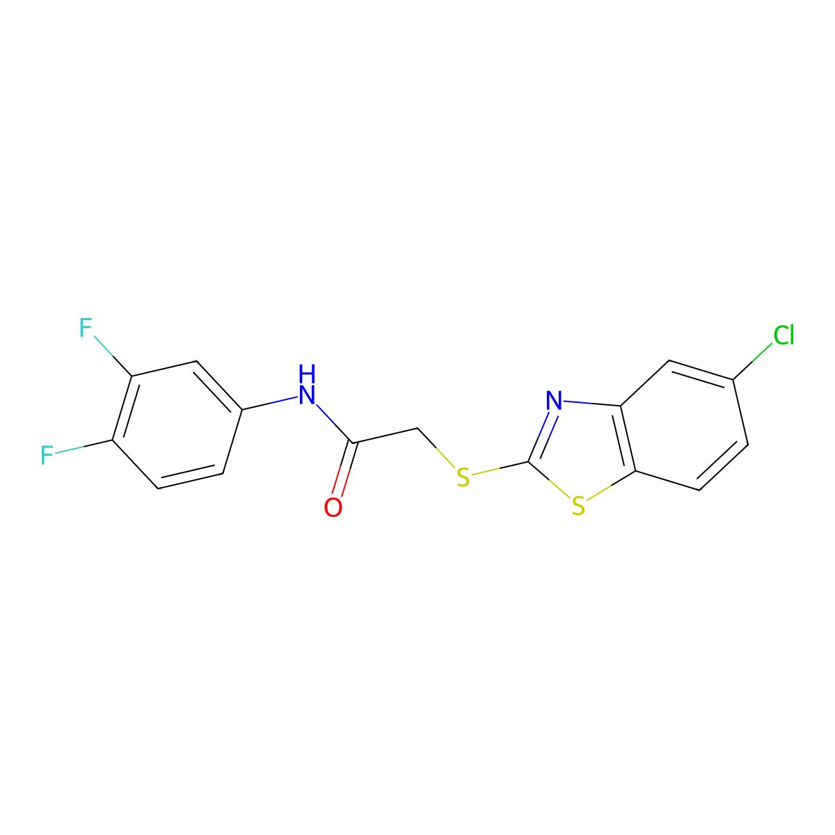 2-[(5-chloro-1,3-benzothiazol-2-yl)sulfanyl]-N-(3,4-difluorophenyl)acetamide molecular structure, CAS 399009-09-7