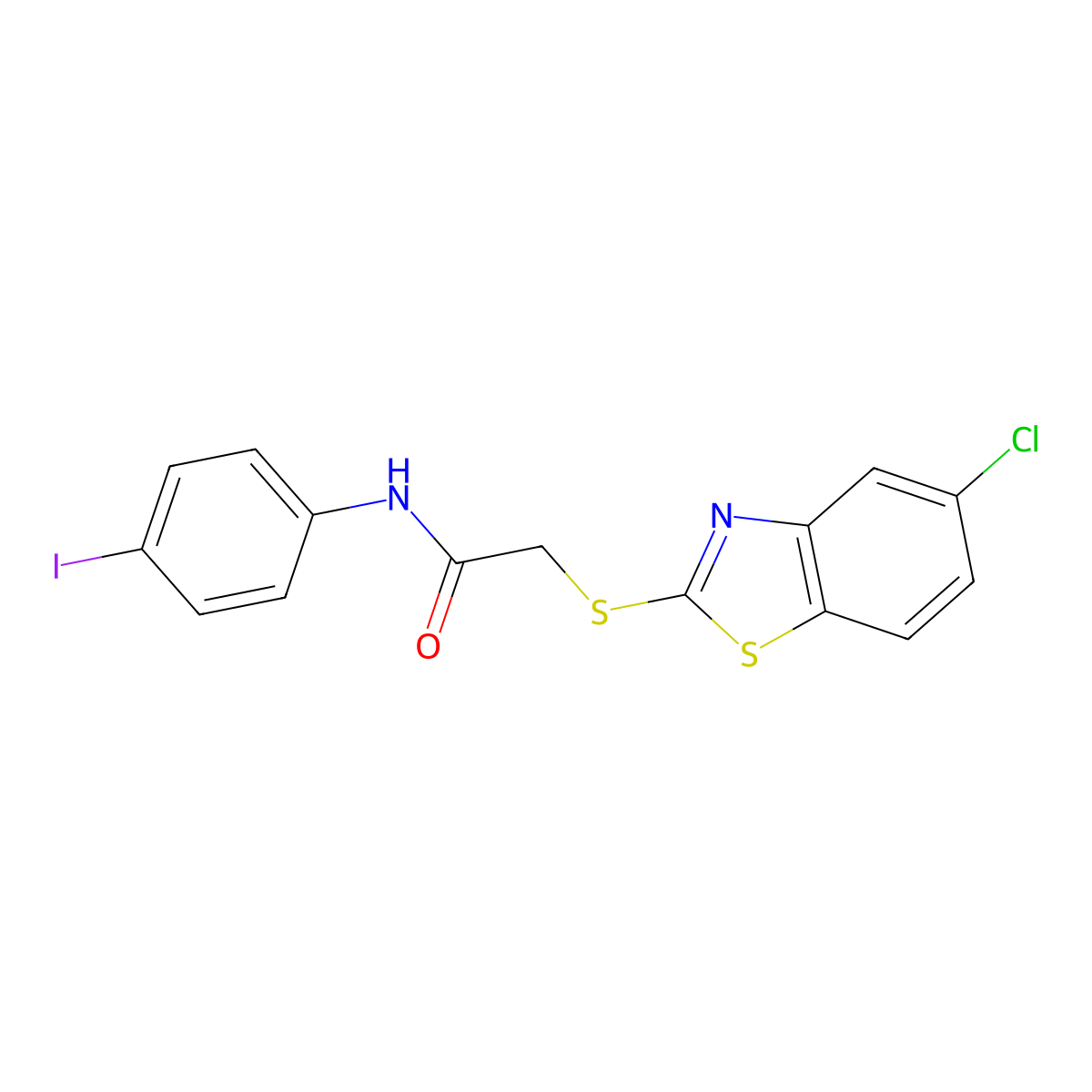 2-[(5-chloro-1,3-benzothiazol-2-yl)sulfanyl]-N-(4-iodophenyl)acetamide molecular structure, CAS 399009-68-8