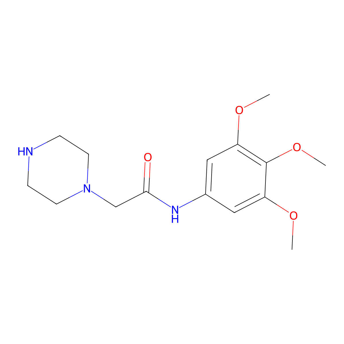 2-(piperazin-1-yl)-N-(3,4,5-trimethoxyphenyl)acetamide molecular structure, CAS 39901-46-7