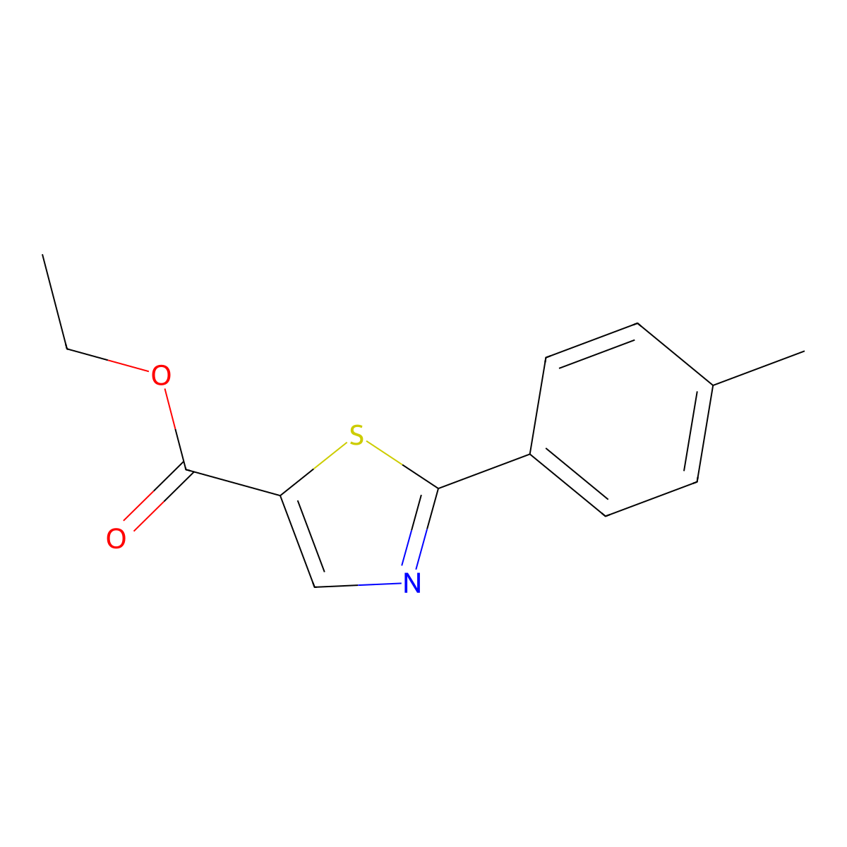 2-P-Tolyl-thiazole-5-carboxylic acid ethyl ester molecular structure, CAS 399017-06-2
