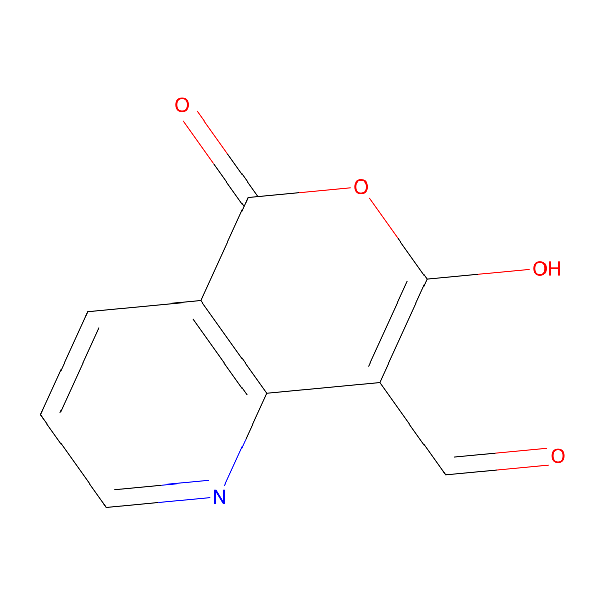 7-hydroxy-5-oxo-5H-pyrano[4,3-b]pyridine-8-carbaldehyde molecular structure, CAS 399017-32-4