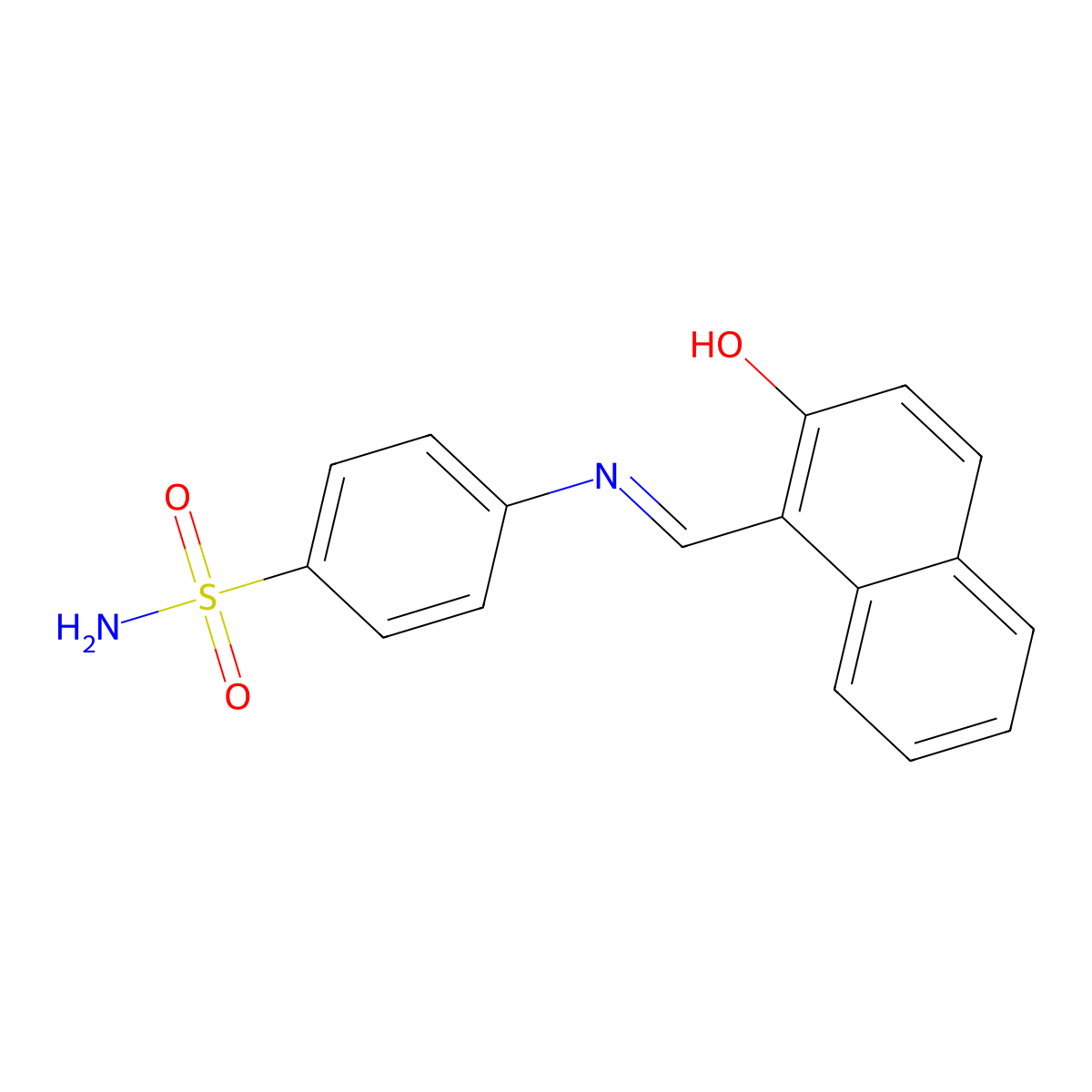 Benzenesulfonamide, 4-[[(2-hydroxy-1-naphthalenyl)methylene]amino]- molecular structure, CAS 39902-56-2