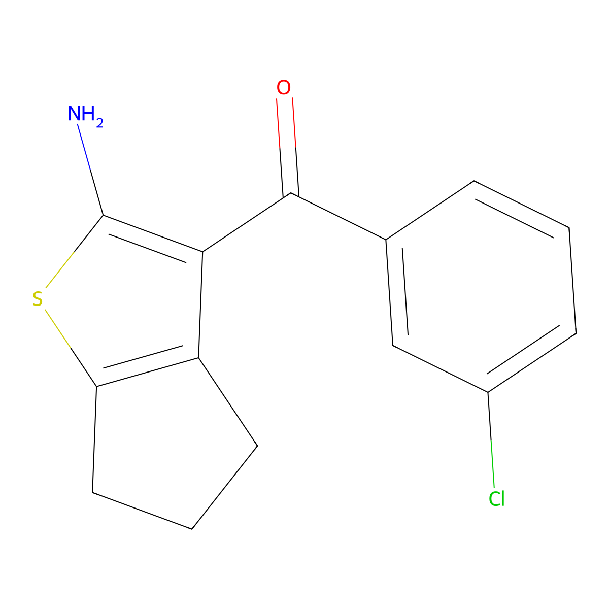 3-(3-chlorobenzoyl)-4H,5H,6H-cyclopenta[b]thiophen-2-amine molecular structure, CAS 399043-34-6