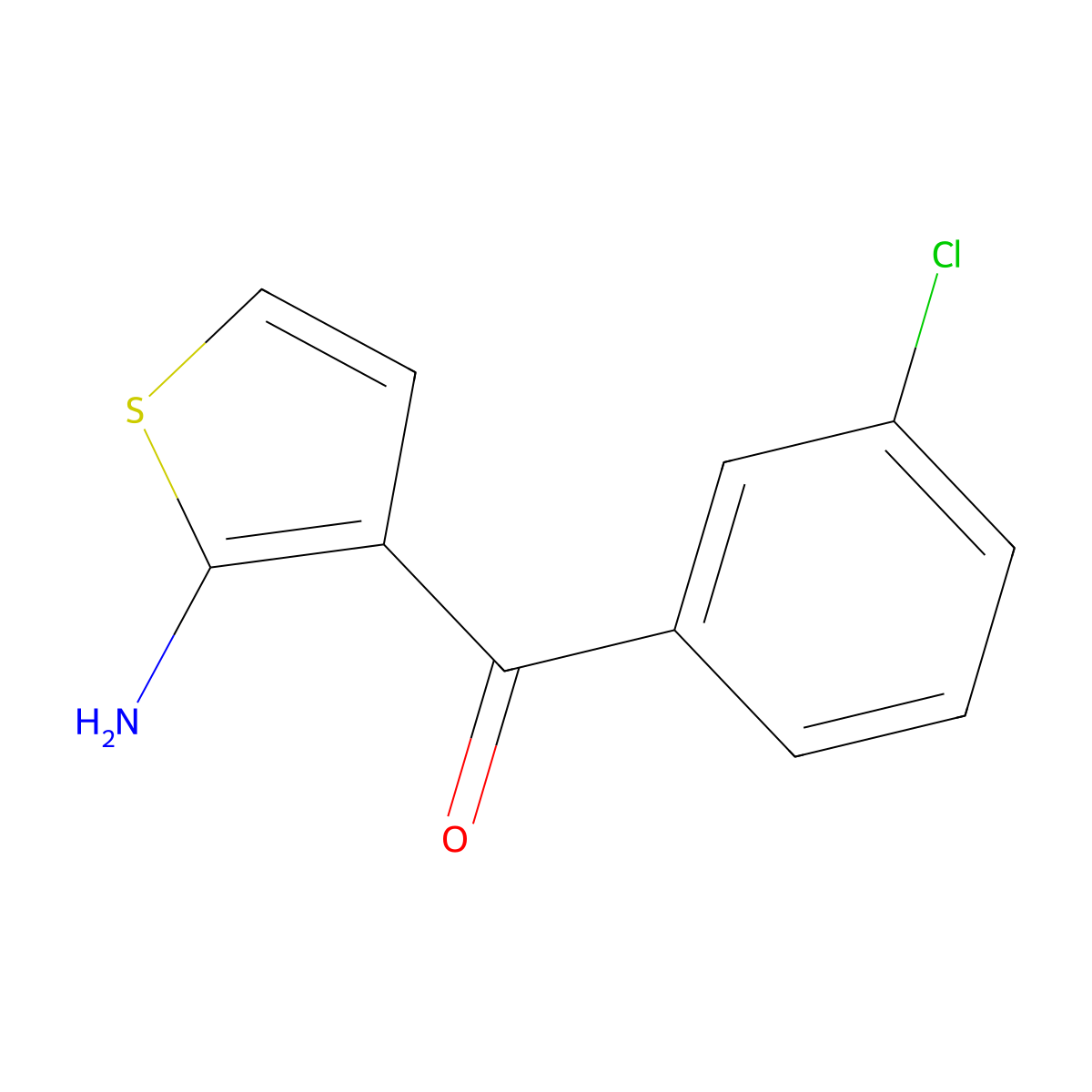 (2-Aminothiophen-3-yl)(3-chlorophenyl)methanone molecular structure, CAS 399043-49-3