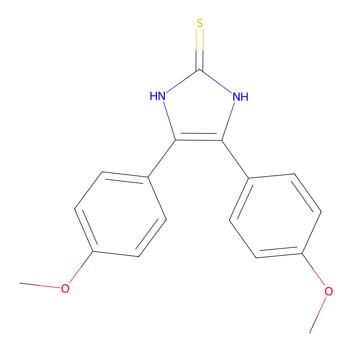 4,5-Bis(4-methoxyphenyl)-1,3-dihydro-2H-imidazole-2-thione molecular structure, CAS 39908-69-5