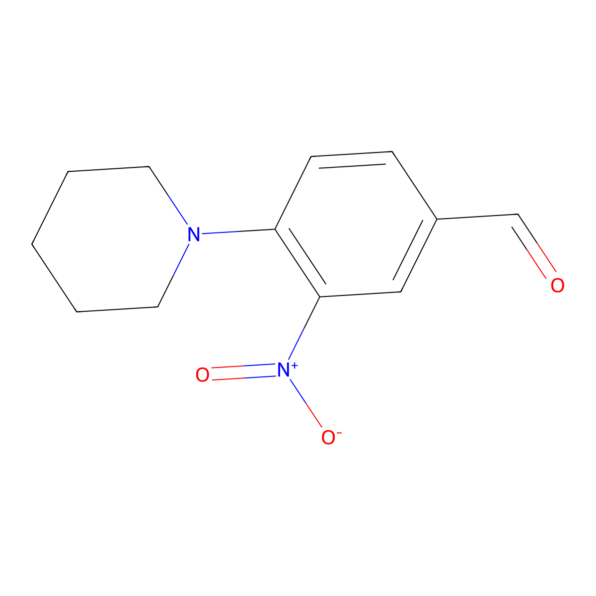 3-Nitro-4-(piperidin-1-yl)benzaldehyde molecular structure, CAS 39911-29-0