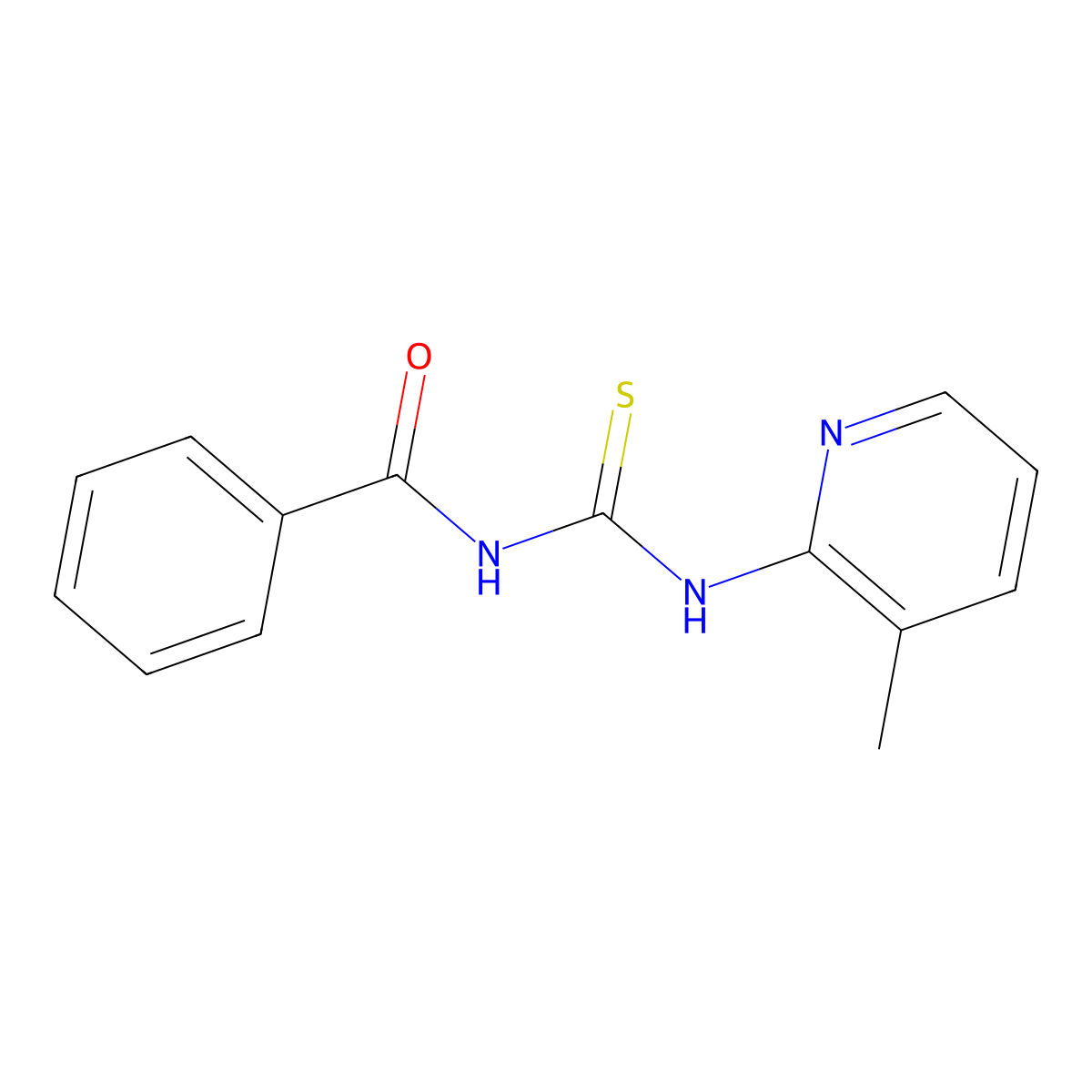 N-[(3-methylpyridin-2-yl)carbamothioyl]benzamide molecular structure, CAS 39919-19-2