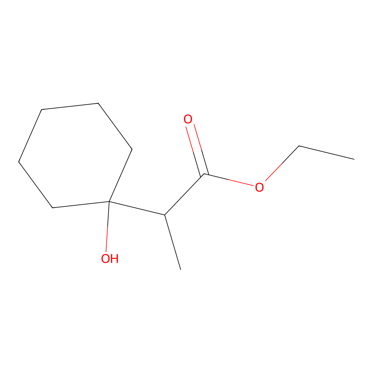 Ethyl 2-(1-hydroxycyclohexyl)propanoate molecular structure, CAS 39922-60-6