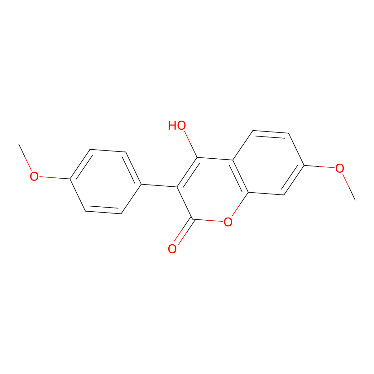 4-Hydroxy-7-methoxy-3-(4-methoxyphenyl)-2H-chromen-2-one molecular structure, CAS 39923-40-5
