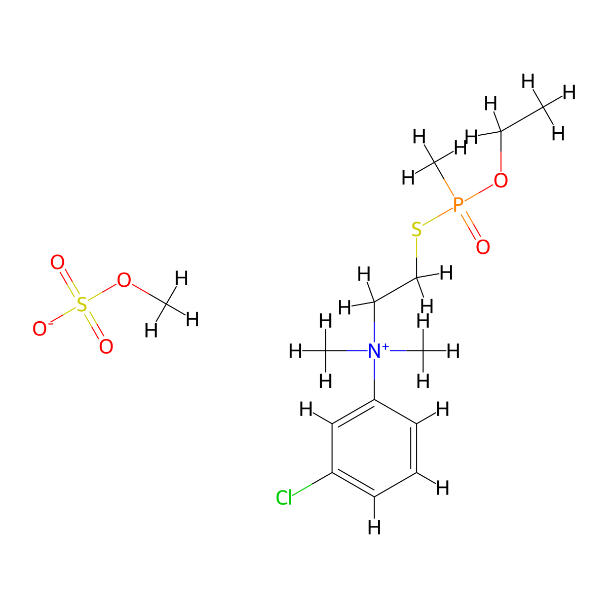 Ammonium, (m-chlorophenyl)dimethyl(2-((ethoxymethylphosphinyl)thio)ethyl)-, methyl sulfate molecular structure, CAS 39928-05-7