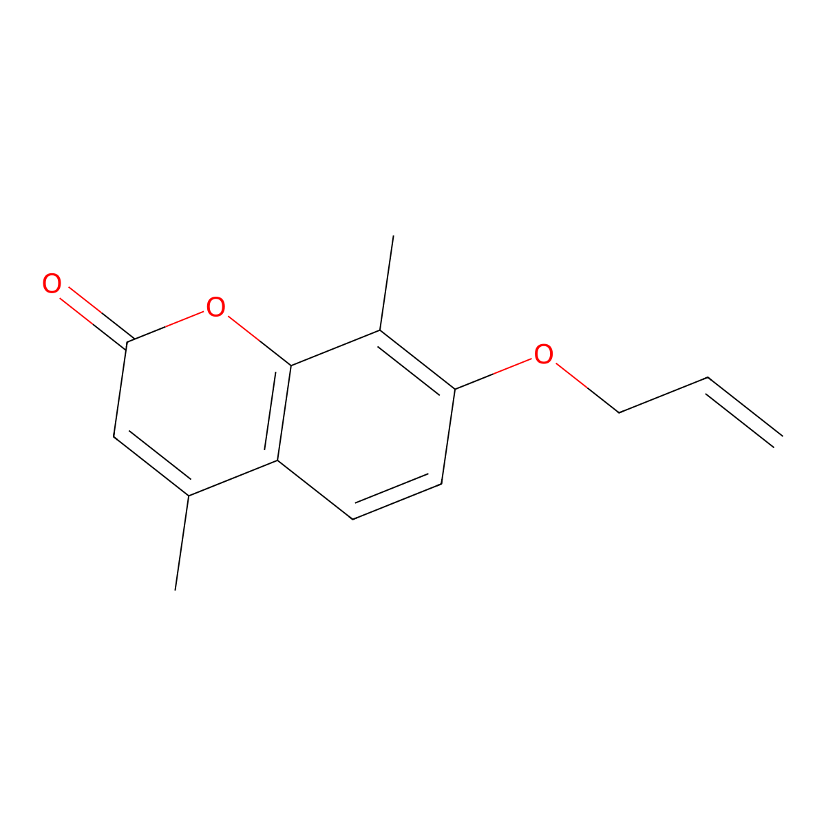 2H-1-Benzopyran-2-one, 4,8-dimethyl-7-(2-propen-1-yloxy)- molecular structure, CAS 3993-43-9