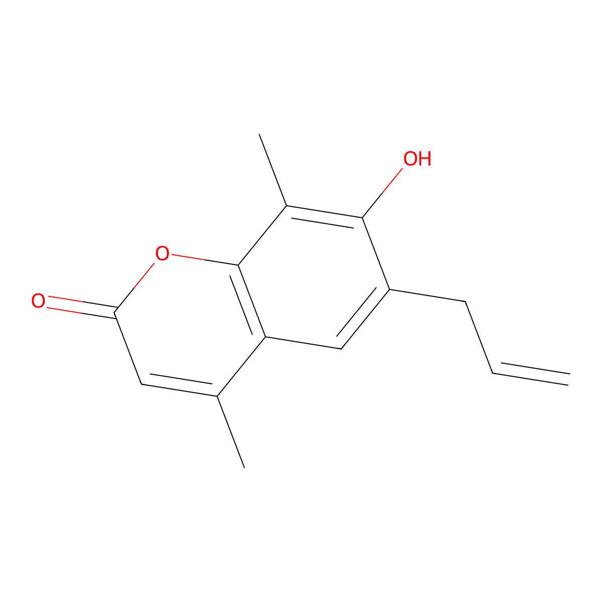 7-Hydroxy-4,8-dimethyl-6-(2-propen-1-yl)-2H-1-benzopyran-2-one molecular structure, CAS 3993-44-0