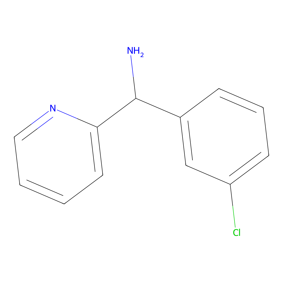(3-Chlorophenyl)(pyridin-2-yl)methanamine molecular structure, CAS 39930-15-9