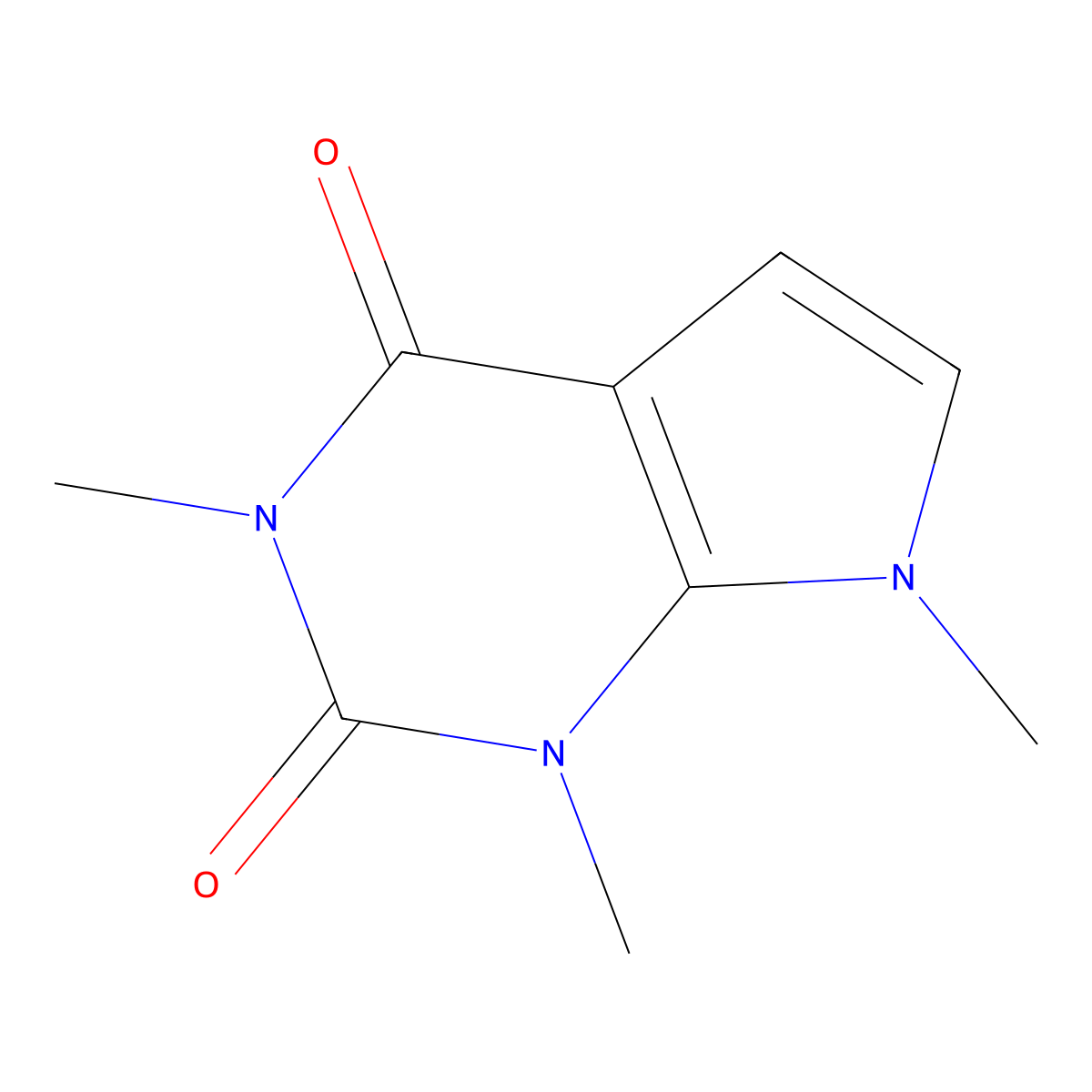 1,3,7-Trimethyl-1H-pyrrolo(2,3-d)pyrimidine-2,4(3H,7H)-dione molecular structure, CAS 39930-51-3