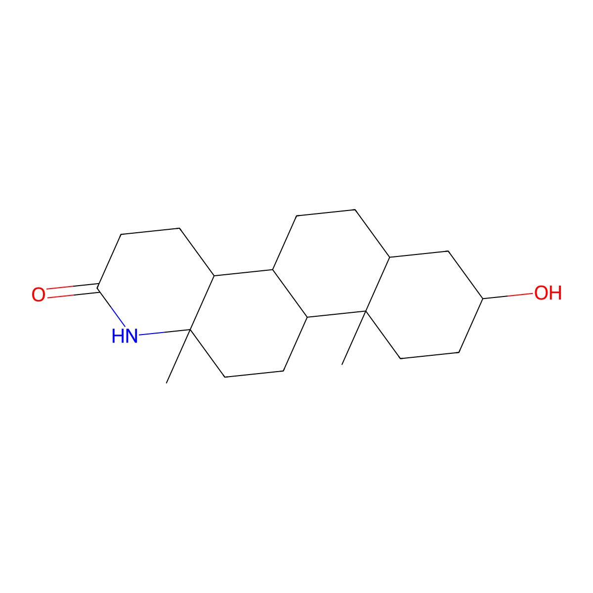 3beta-Hydroxy-13alpha-amino-13,17-seco-5alpha-androstan-17-oic-13,17-lactam molecular structure, CAS 39932-99-5