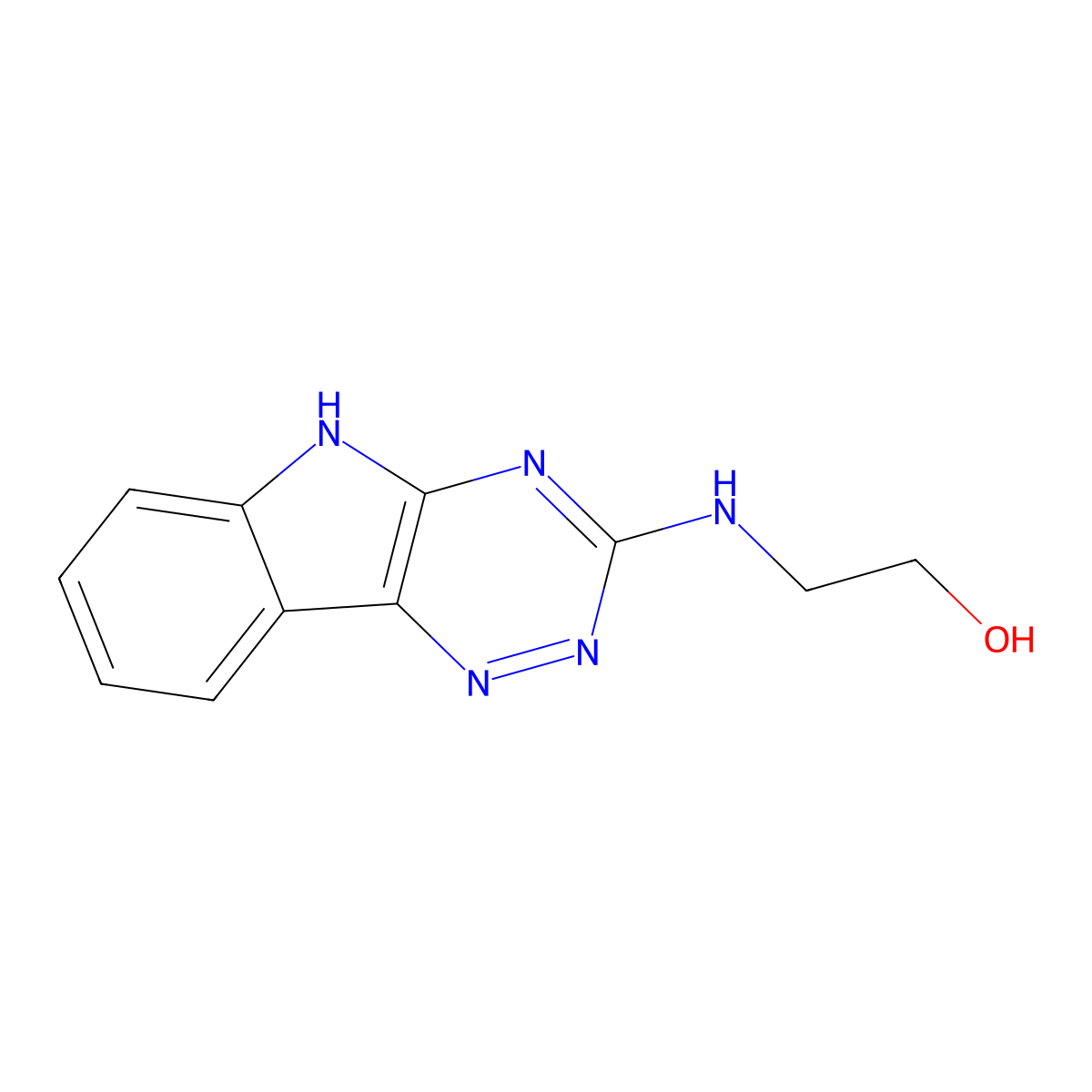 2-(5H-[1,2,4]triazino[5,6-b]indol-3-ylamino)ethanol molecular structure, CAS 3994-63-6