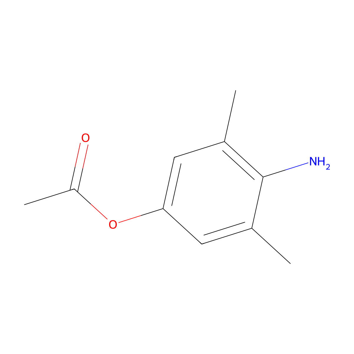 Phenol, 4-amino-3,5-dimethyl-, acetate (ester) molecular structure, CAS 39942-44-4