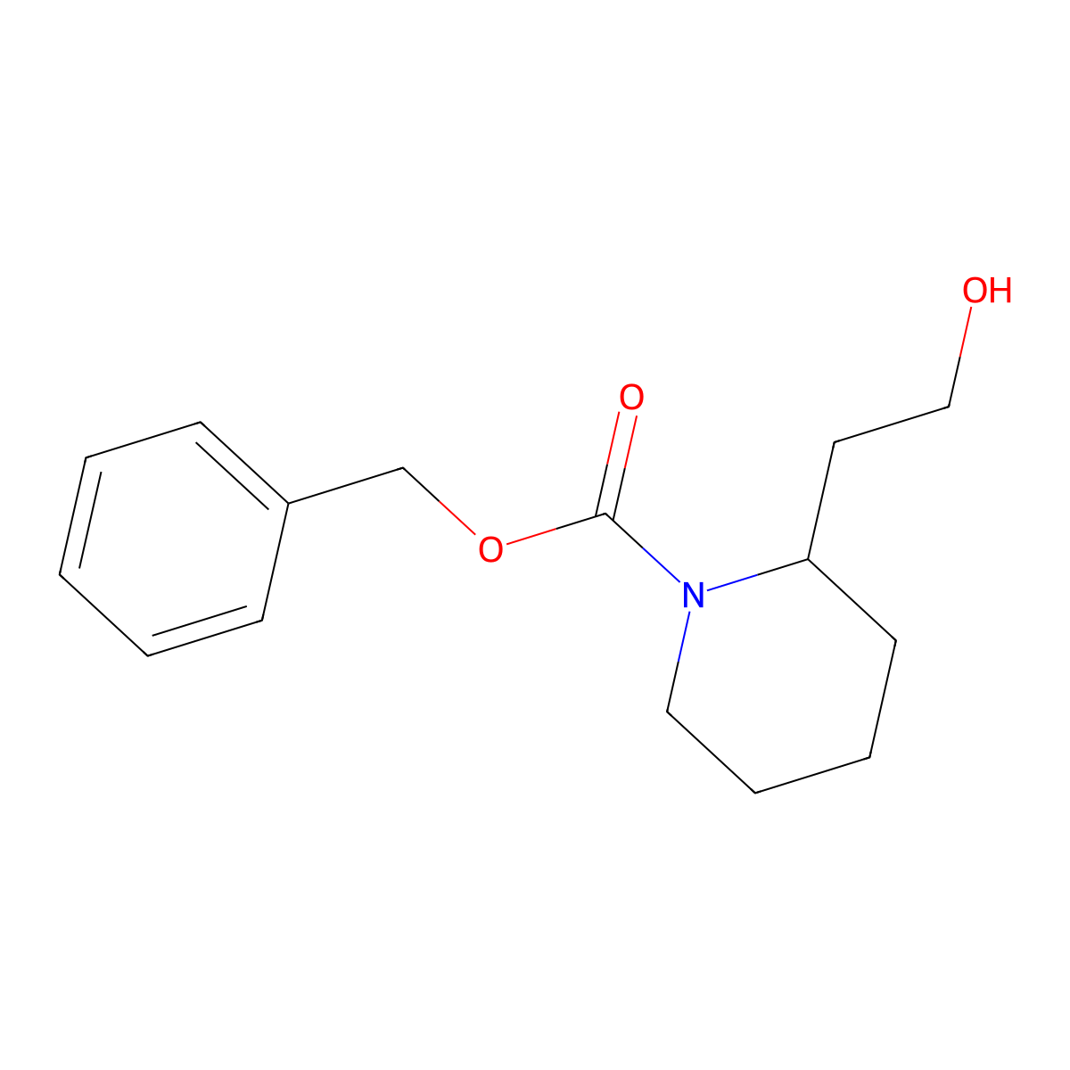 Benzyl 2-(2-hydroxyethyl)piperidine-1-carboxylate molecular structure, CAS 39945-50-1