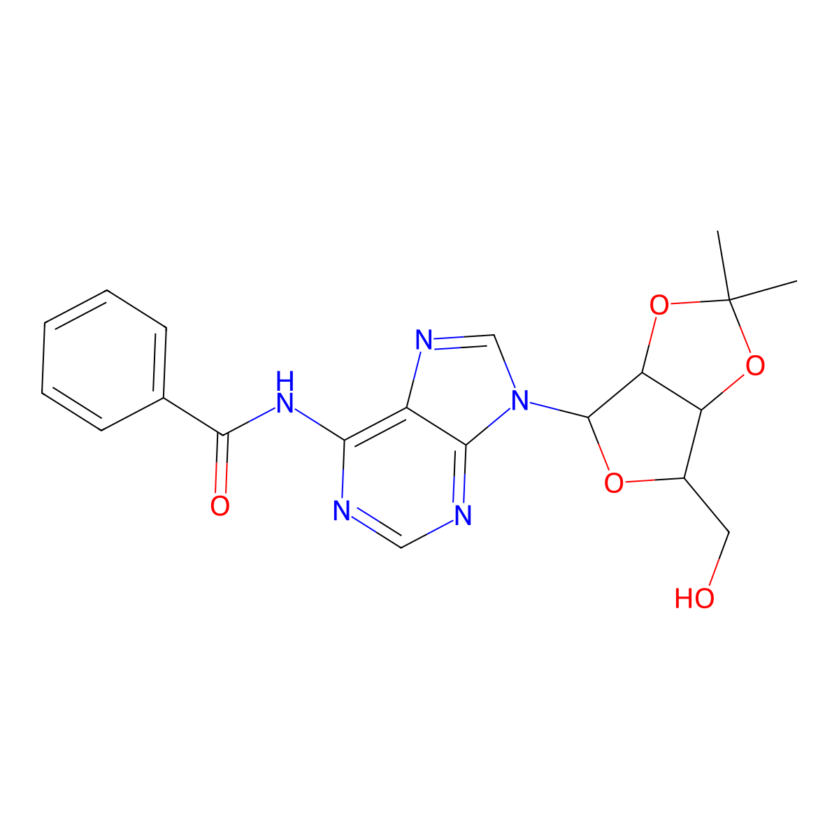 N6-benzoyl-2',3'-isopropylidene adenosine molecular structure, CAS 39947-04-1