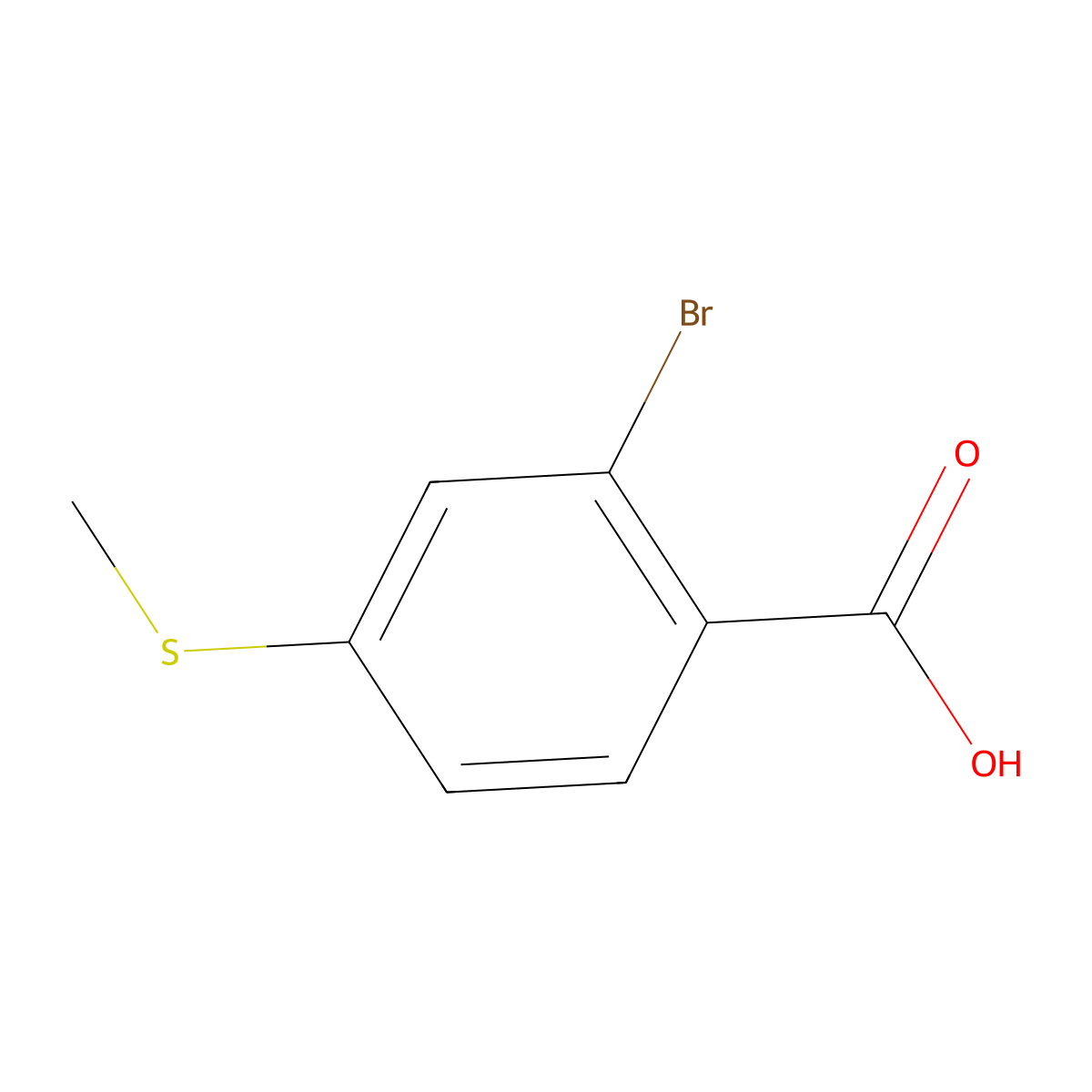 2-Bromo-4-(methylthio)benzoic acid molecular structure, CAS 3995-06-0
