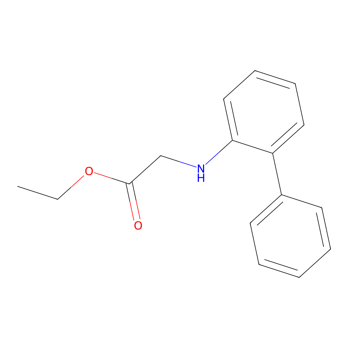 Ethyl 2-[(2-phenylphenyl)amino]acetate molecular structure, CAS 39950-19-1