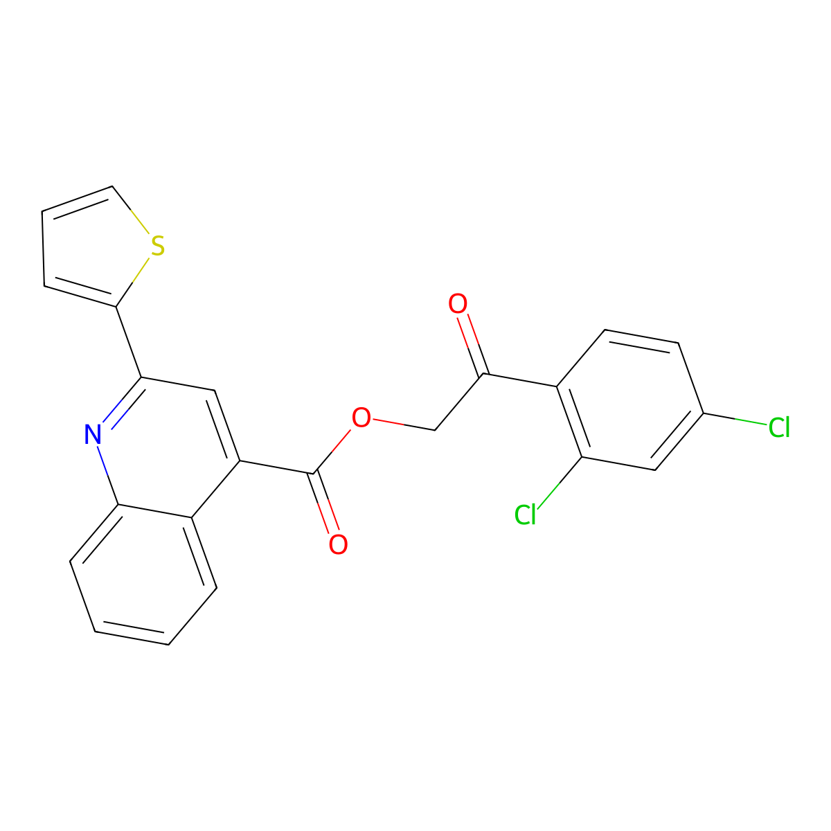 [2-(2,4-Dichlorophenyl)-2-oxoethyl] 2-thiophen-2-ylquinoline-4-carboxylate molecular structure, CAS 399520-26-4