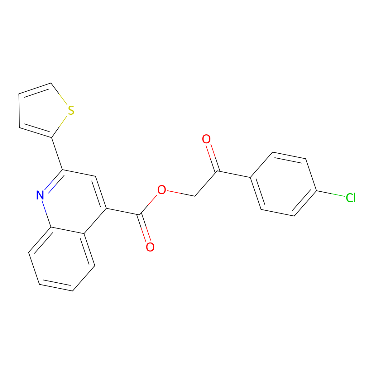 2-(4-Chlorophenyl)-2-oxoethyl 2-(thiophen-2-yl)quinoline-4-carboxylate molecular structure, CAS 399520-27-5