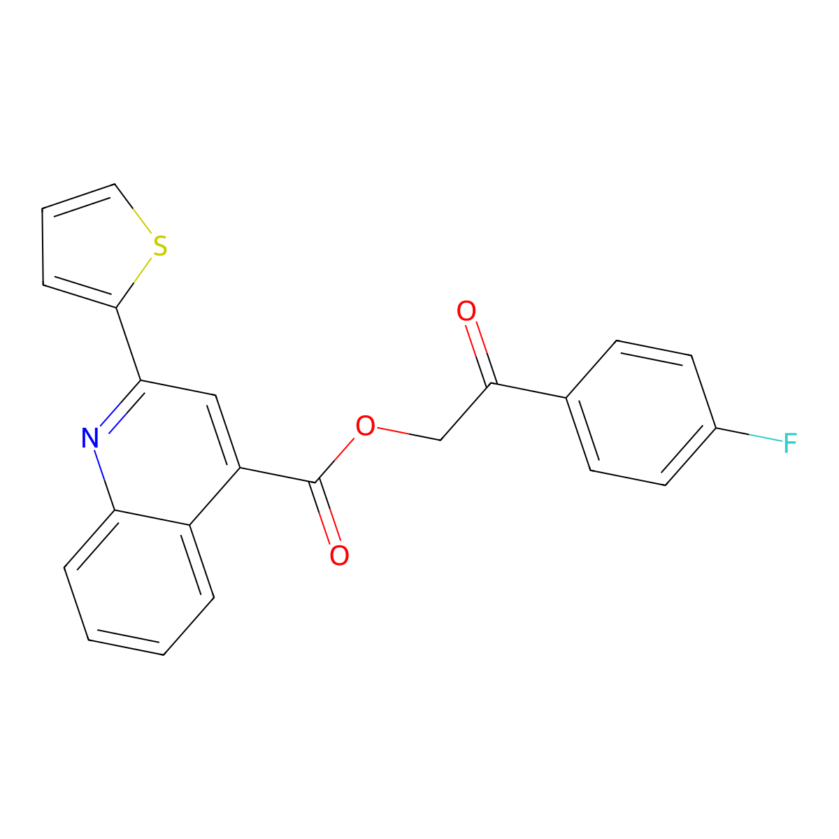 2-(4-Fluorophenyl)-2-oxoethyl 2-(2-thienyl)-4-quinolinecarboxylate molecular structure, CAS 399520-30-0