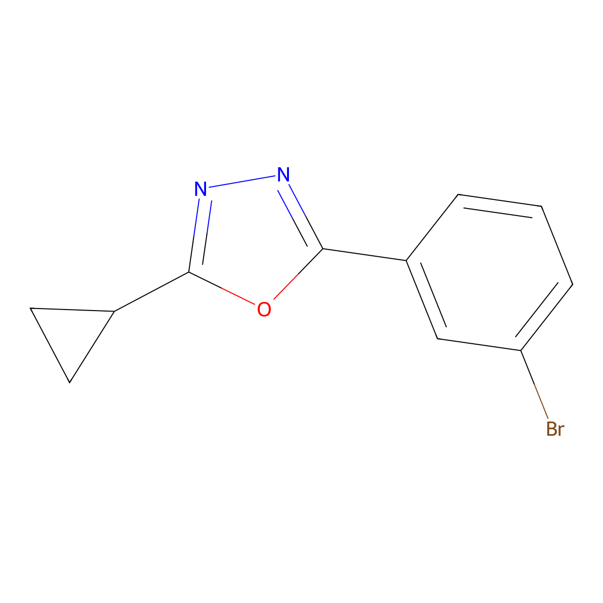 2-(3-Bromophenyl)-5-cyclopropyl-1,3,4-oxadiazole molecular structure, CAS 39959-43-8