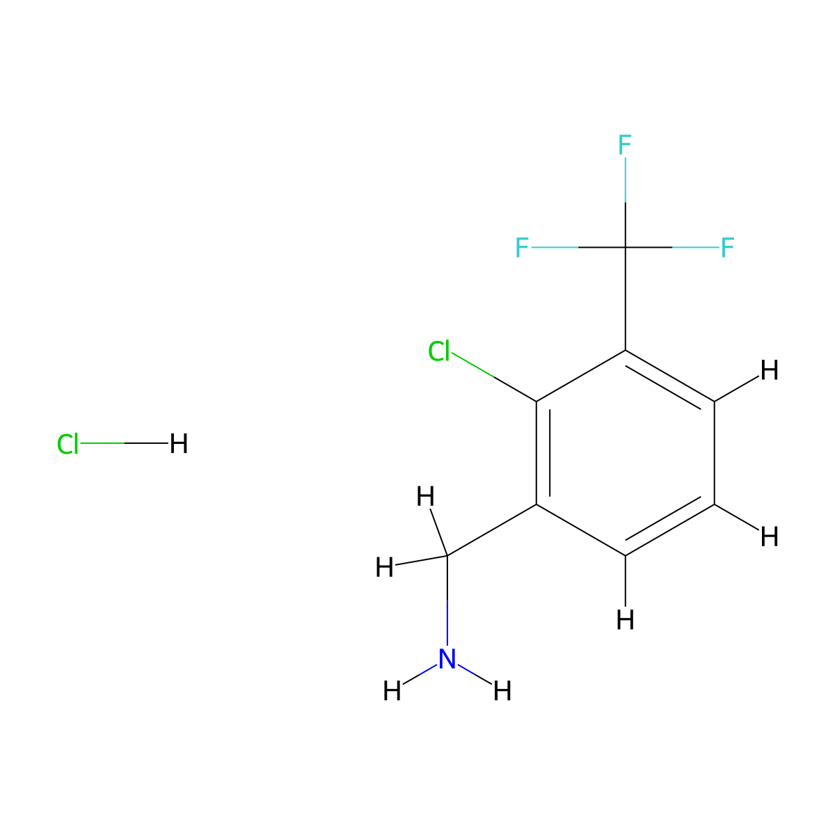 (2-Chloro-3-(trifluoromethyl)phenyl)methanamine hydrochloride molecular structure, CAS 39959-48-3