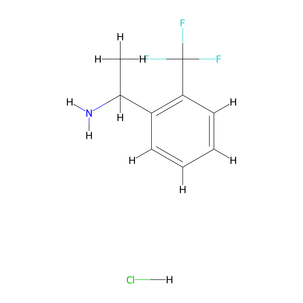 Benzenemethanamine, alpha-methyl-2-(trifluoromethyl)-, hydrochloride (1:1) molecular structure, CAS 39959-68-7