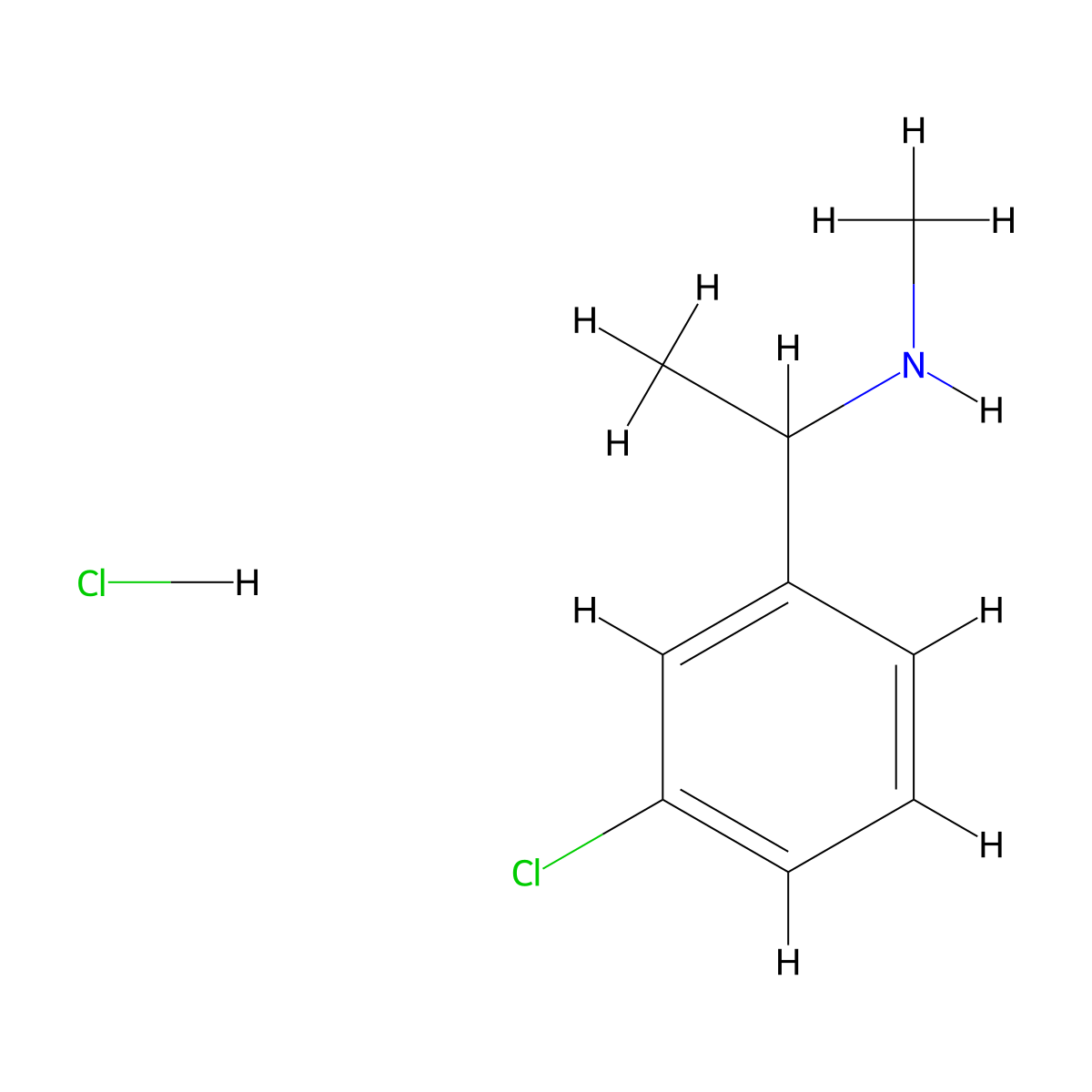 1-(3-Chlorophenyl)-N-methylethanamine hydrochloride molecular structure, CAS 39959-81-4