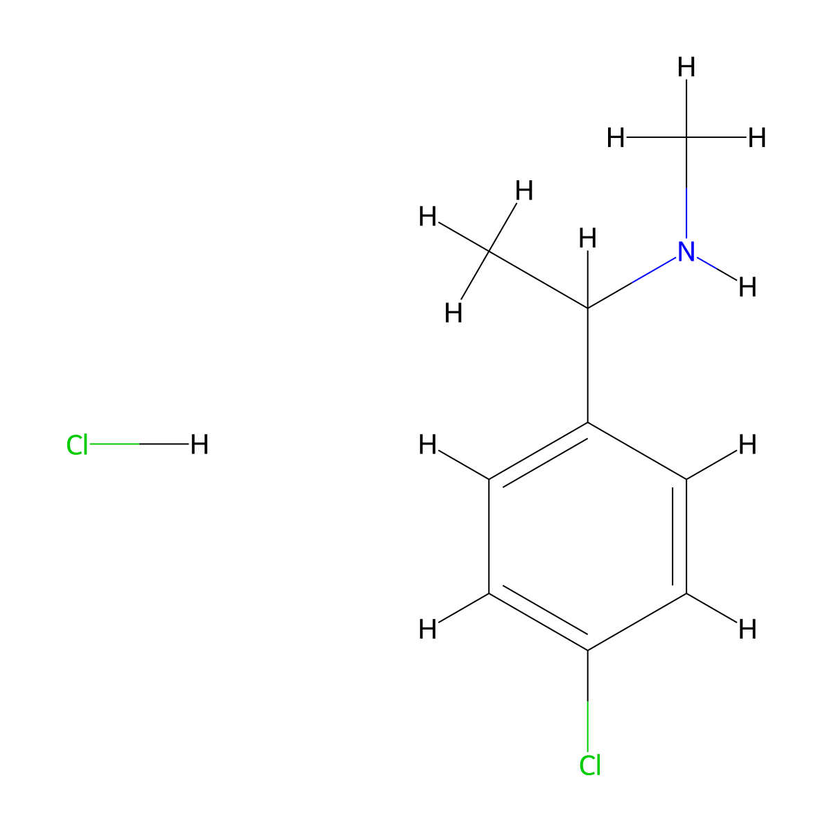 1-(4-Chlorophenyl)-N-methylethanamine hydrochloride molecular structure, CAS 39959-84-7
