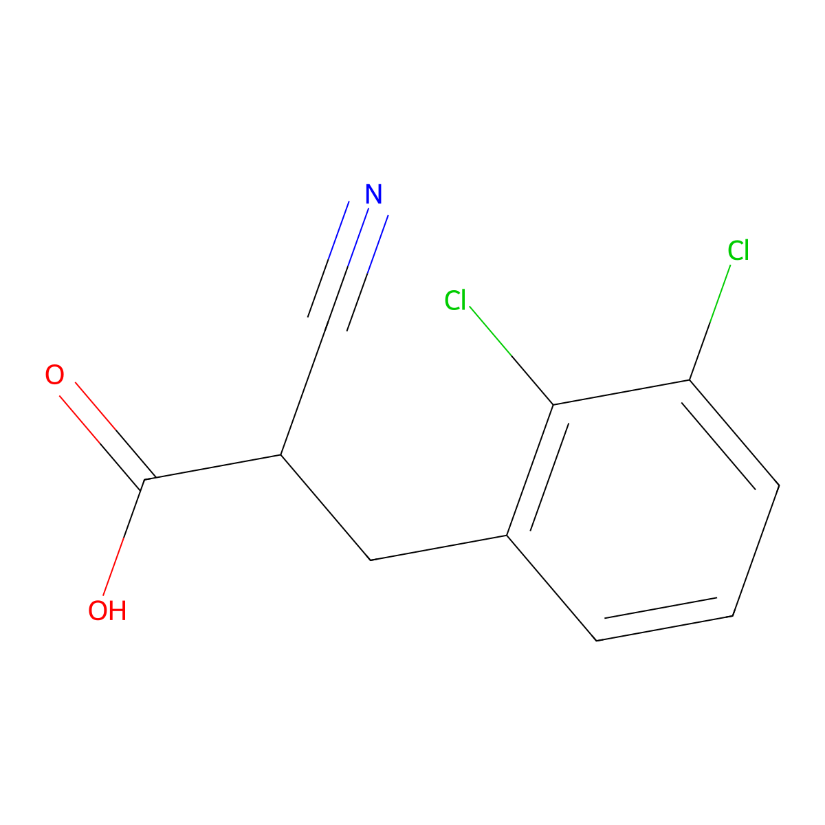 2-Cyano-3-(2,3-dichlorophenyl)propanoic acid molecular structure, CAS 39959-99-4