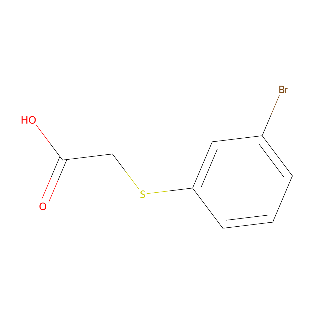 2-((3-Bromophenyl)sulfanyl)acetic acid molecular structure, CAS 3996-39-2